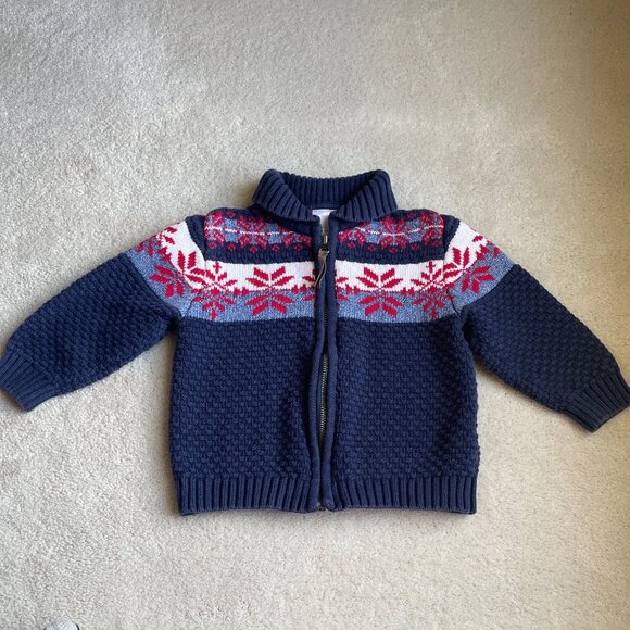 Hanna Andersson North Star Snowflake Fair Isle Zip Cardigan Sweater 18-24 months - Picture 1 of 11